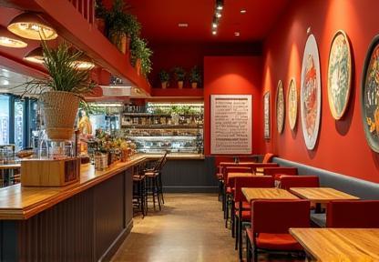 Interior of Gali Grub Cafe with colorful decor