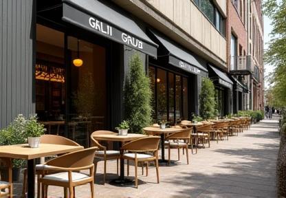 Outdoor seating area of Gali Grub Cafe