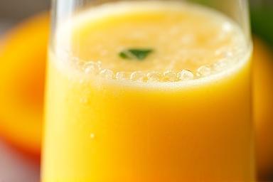 Glass of Mango Lassi with mint